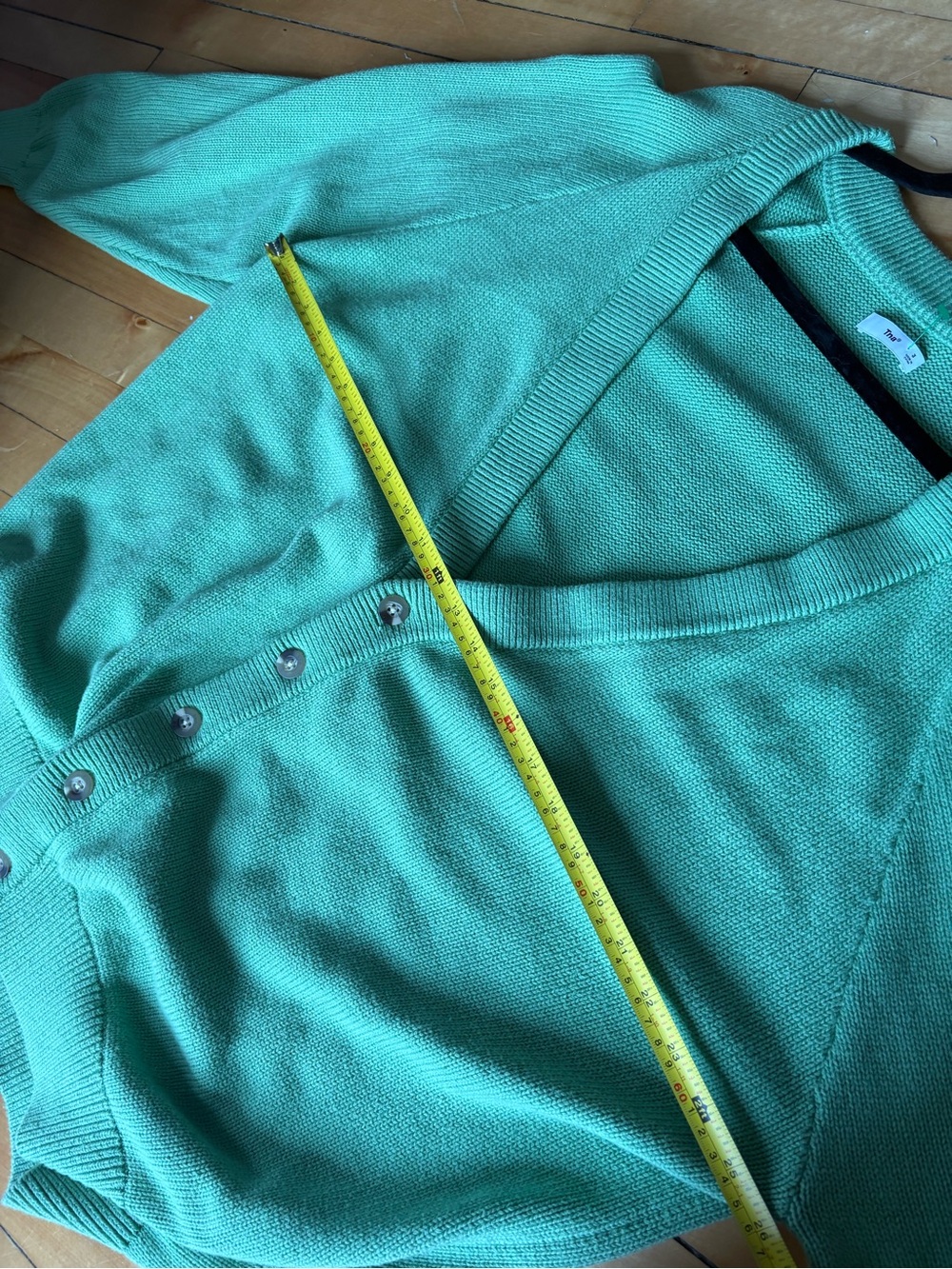 Aritzia TNA Sz L Knit Green Relaxed Cotton Blend Cardigan Sweater - Picture 8 of 9